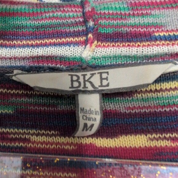 BKE Hooded Duster Cardigan Womens Size Medium Colorful Stripe Lightweight Boho - Picture 4 of 9